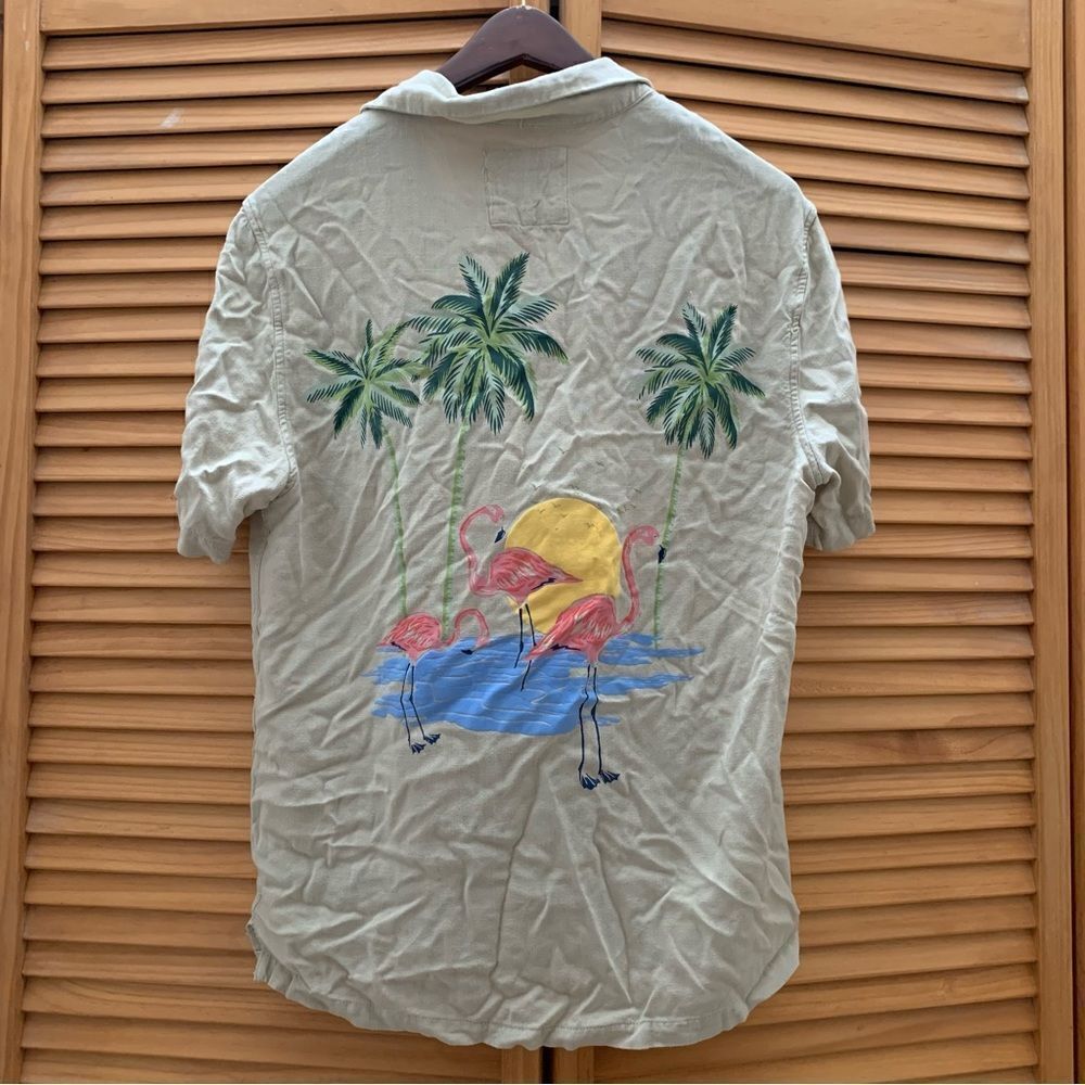 Denim & Flower Flamingo Button Up Small